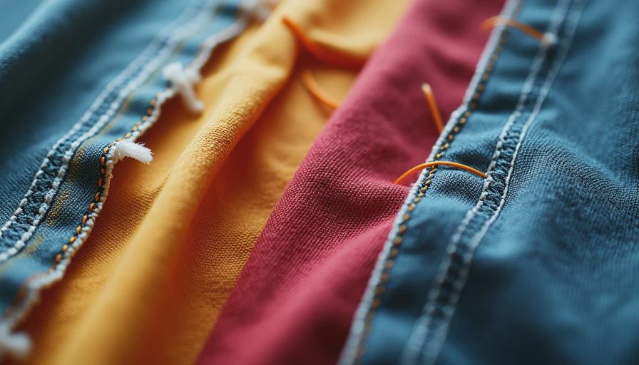 Close-up of mismatched lining fabrics and poor internal construction
